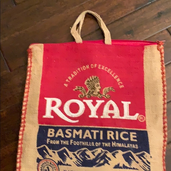 Royal Basmati Rice Burlap Zip Tote EUC! ⭐️⭐️⭐️ - Picture 2 of 6